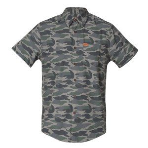 NWT Dixxon Flannel Company Freebird Green Camo Short Sleeve Shirt Small